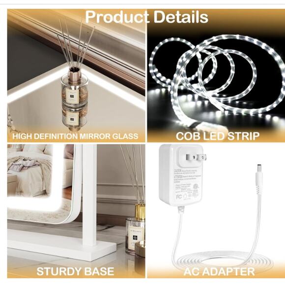 Vanity Mirror Lights 15.2" LED Smart Touch,Detachable 10X Magnify 360° Rotation - Picture 6 of 9